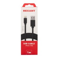 Кабель REXANT USB-Lightning 1 м черный