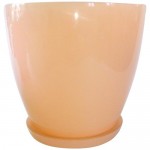 Купить Горшок NiNaGlass Джина 3 d16,2 см 1,7 л стеклянный персиковый с поддоном