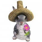 Садовая фигура RemecoClub Зайка в соломенной шляпе с цветочком 21,5 см
