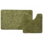 Купить Комплект ковриков для ванной и туалета Milardo 50х80 см ворсовый зеленый
