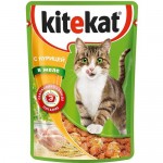Купить Влажный корм для кошек Kitekat Сочные кусочки в желе с курицей 85 г