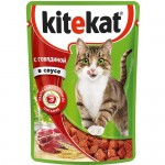 Влажный корм для кошек Kitekat Сочные кусочки в соусе с говядиной 85 г