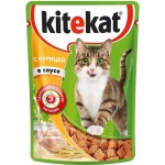 Купить Влажный корм для кошек Kitekat Сочные кусочки в соусе с курицей 85 г