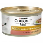 Влажный корм для кошек Gourmet Gold кусочки в соусе с уткой и индейкой 85 г
