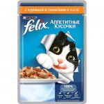 Купить Влажный корм для кошек Felix кусочки в желе с курицей и томатами 85 г