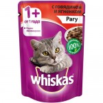 Влажный корм для кошек Whiskas рагу&nbsp;с говядиной и ягненком 85 г