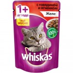 Влажный корм для кошек Whiskas кусочки в желе с говядиной и ягненком 85 г