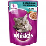 Купить Влажный корм для кошек Whiskas кусочки в желе с кроликом и овощами 85 г