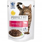 Купить Влажный корм для кошек Perfect Fit Adult кусочки в соусе с говядиной 85 г