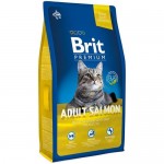 Сухой корм для кошек Brit Premium Adult Salmon с лососем в соусе 800 г