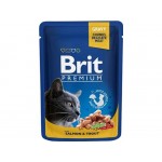 Купить Влажный корм для кошек Brit Premium цельные кусочки с лососем и форелью 100 г