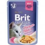 Влажный корм для кошек Brit Premium кусочки в желе с куриным филе 85 г