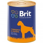 Влажный корм для собак Brit консервы с говядиной и печенью 850 г
