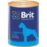 Влажный корм для собак Brit консервы с говядиной и рисом 850 г