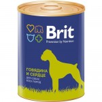 Влажный корм для собак Brit консервы с говядиной и сердцем 850 г