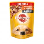 Влажный корм Pedigree для взрослых собак телятина и печень в желе 100 г