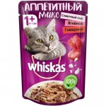 Купить Влажный корм для кошек Whiskas кусочки в соусе с говядиной и ягненком 85 г