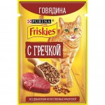 Купить Влажный корм для кошек Friskies кусочки в соусе с говядиной и гречкой 75 г
