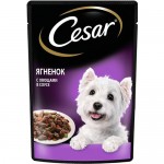 Купить Влажный корм для собак Cesar кусочки в соусе с ягненком и овощами 85 г