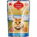 Купить Влажный корм для кошек Родные корма с говядиной и морковкой в соусе 85 г