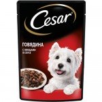 Купить Влажный корм для собак Cesar кусочки в соусе с говядиной и овощами 85 г