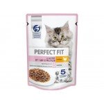 Купить Влажный корм для котят от 1 до 12 месяцев Perfect Fit с курицей в соусе 75 г
