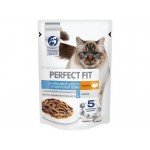 Купить Влажный корм для здоровья шерсти кошек Perfect Fit с индейкой в соусе 75 г